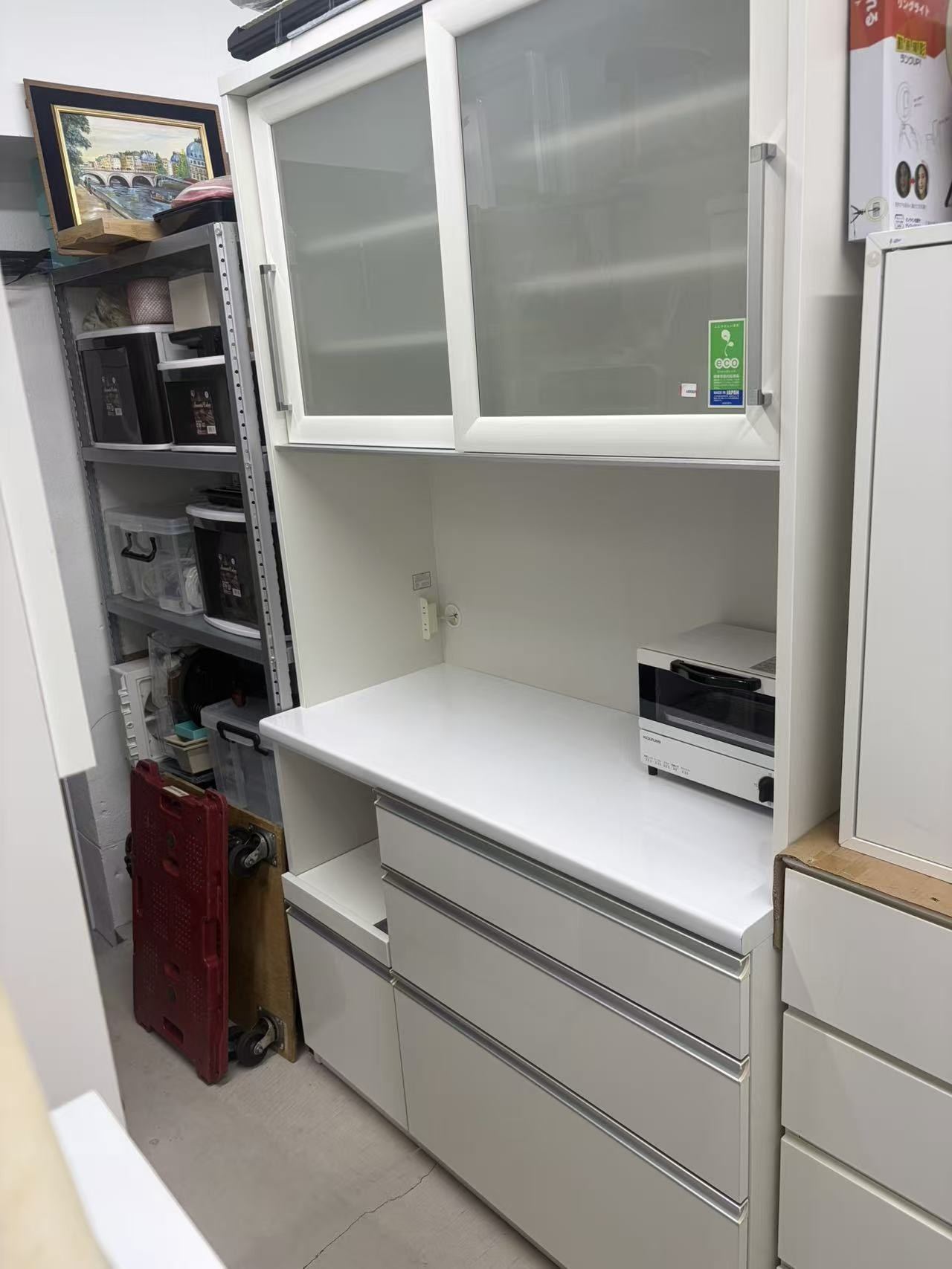 ホワイトキッチンボード 食器棚 幅114cm 高さ203cm